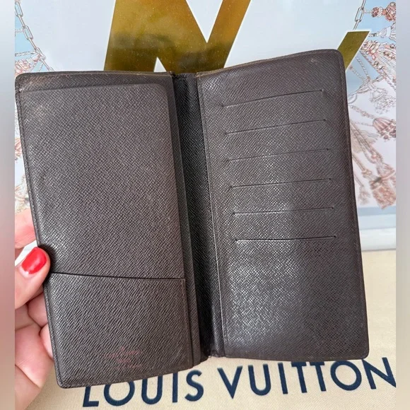 Louis Vuitton Brown Damier Long Wallet Checkbook Card Holder